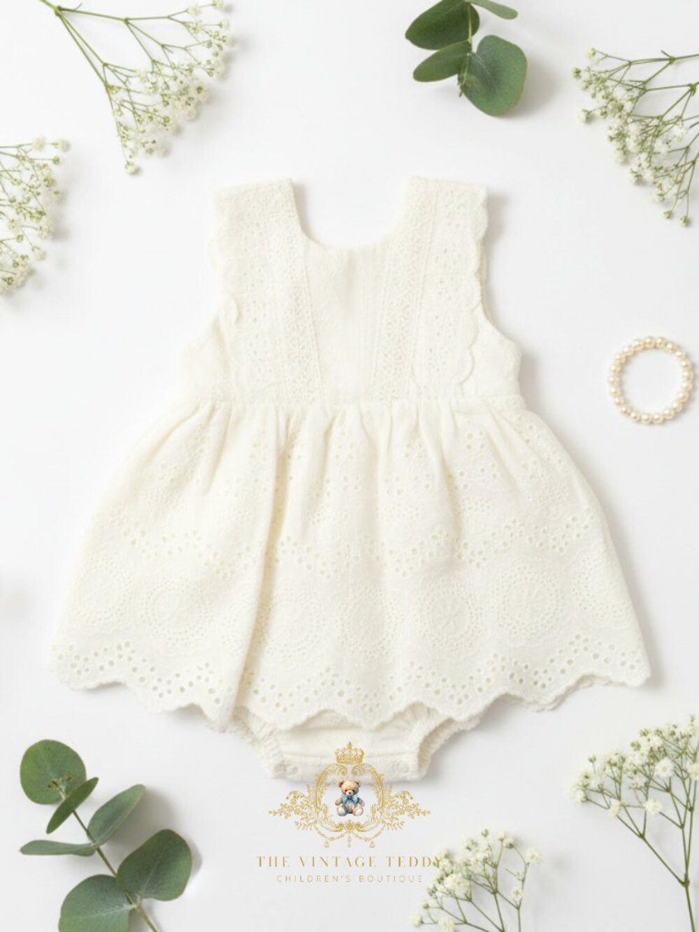 NWT Lovely Girls Eyelet Lace Embroidery Dress & Bloomer Kids Summer White 18-24M - Picture 2 of 2
